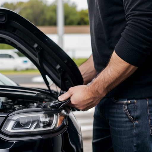 Mechanic and driver reviewing a vehicle diagnosis on a tablet